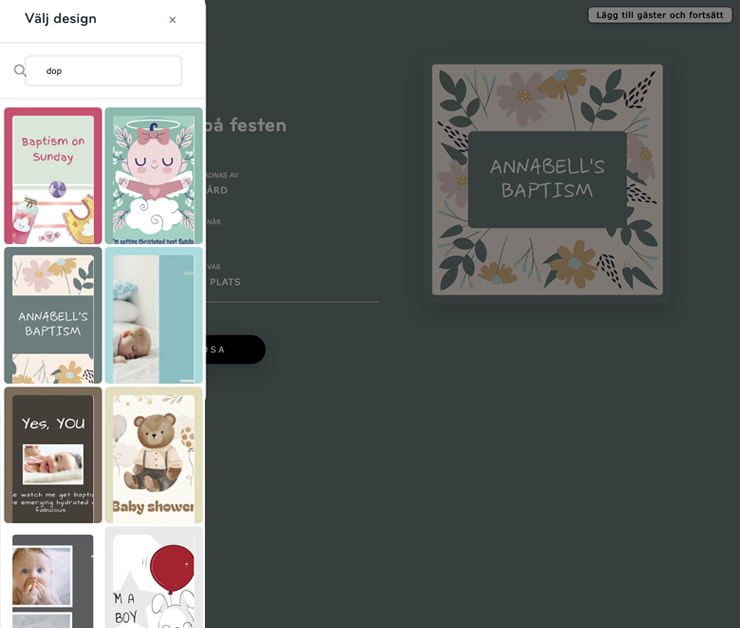 Skapa dopinbjudan digitalt