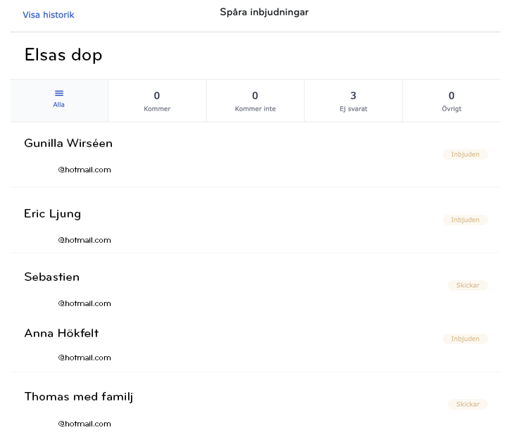 Bjud in med osa-funktionalitet och spårningssida.