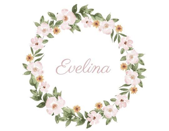 Enkelt inbjudningskort till dopet med blomkrans